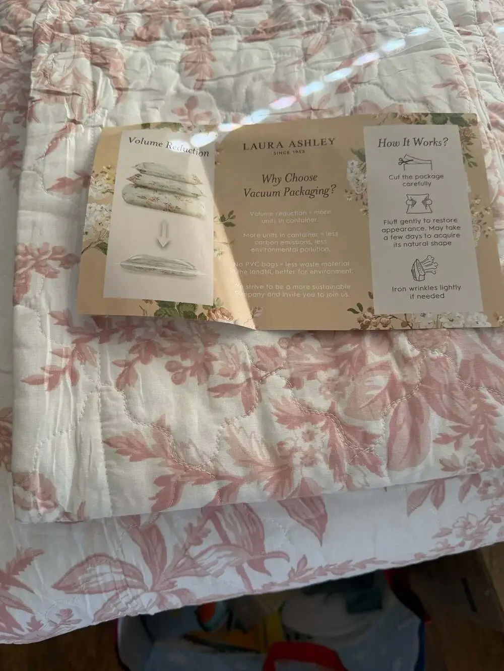 Laura Ashley Bedford Pink Floral Cotton Reversible Quilt